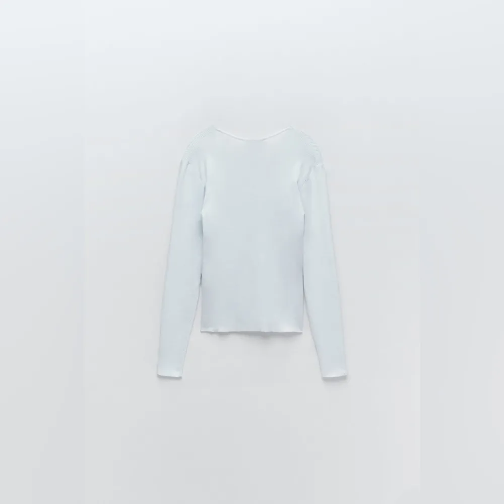 ZARA Knit Button Front Blouse Shirt SZ M light blue - Image 8