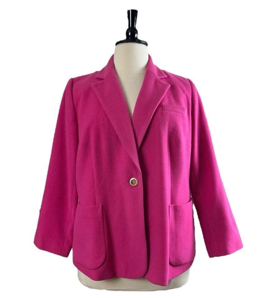 Harve Benard Blazer Classic Wool Cashmere Blend Hot Pink Women Plus Size 18WP - Image 11