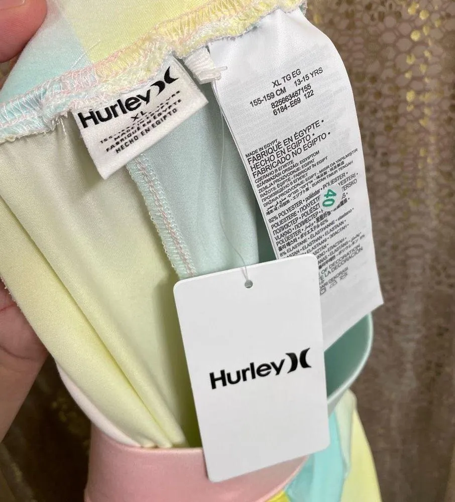 Hurley girls XL pastel pink blue yellow soft leggings, NWT - Image 3