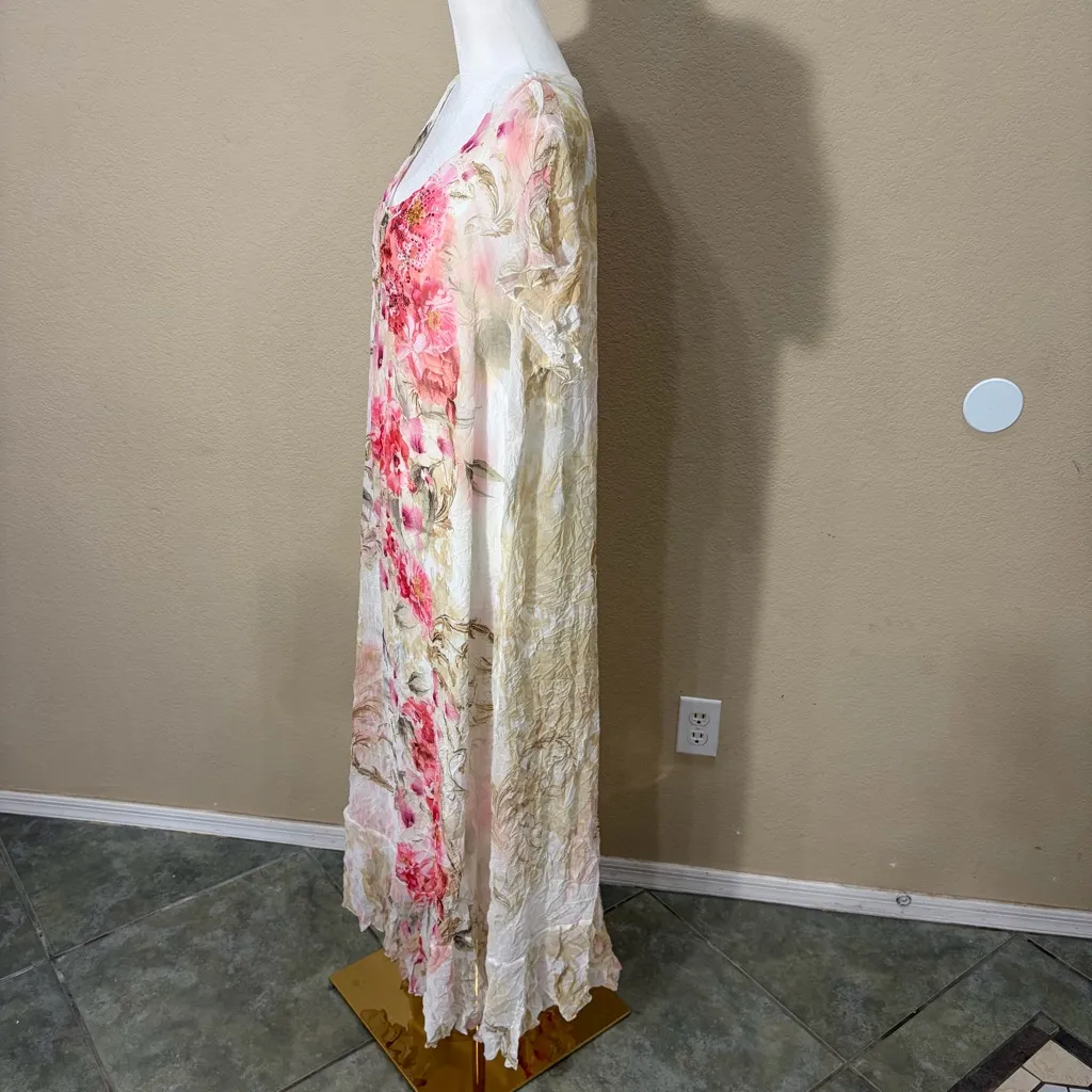 Cal Style Embellished Gauze Maxi Dress Rhinestones Fairycore Ethereal Sz 2XL Pink - Image 6