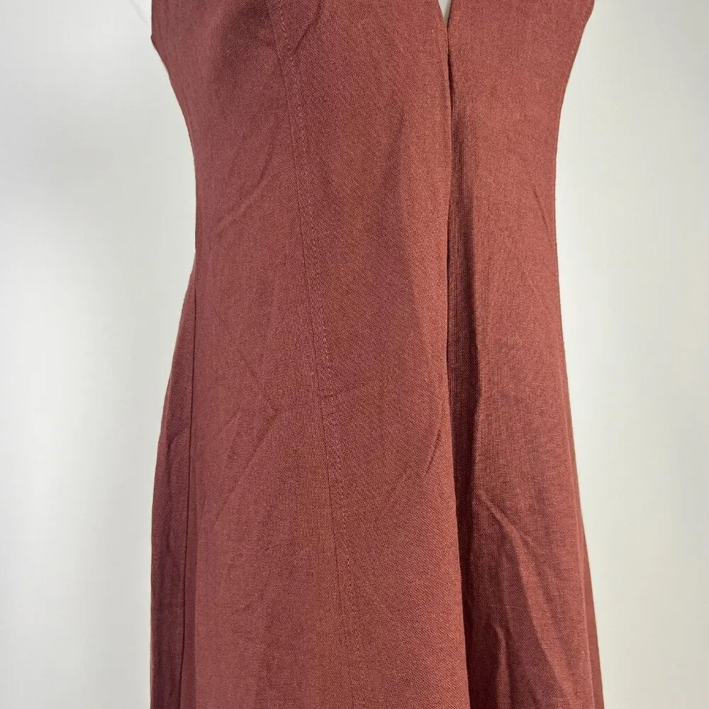NWOT Farm Rio Linen Blend Sleeveless Halter Wide Leg Jumpsuit Sz S Brown - Image 6