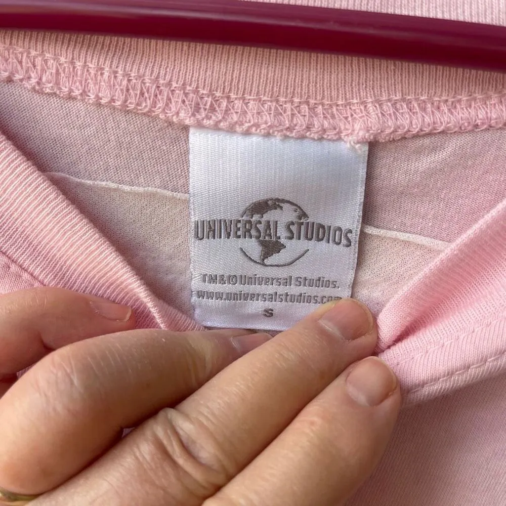 Universal Studios oversized size S spirit style jersey sequined spell out. Pink - Image 3