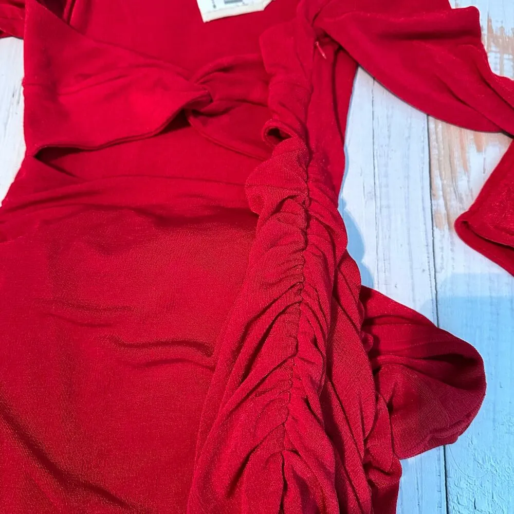 SER.O.YA Eden Cut Out Midi Dress Size Medium Red - Image 9
