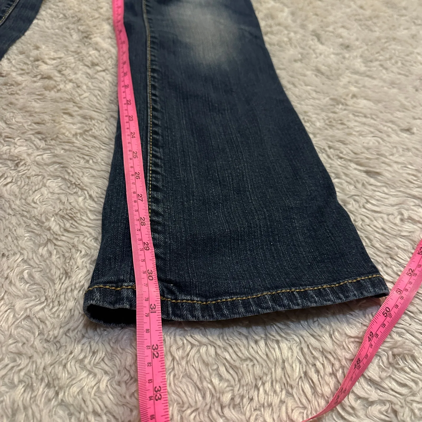 Wrangler Rock 27 Sz 4 Ultra Low Rise Studded Bootcut Jeans Medium Wash McBling Blue - Image 6