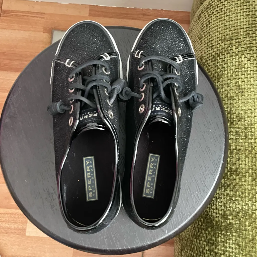 Sperry Seacoast Black Boat Shoe Black Sparkle - Image 8