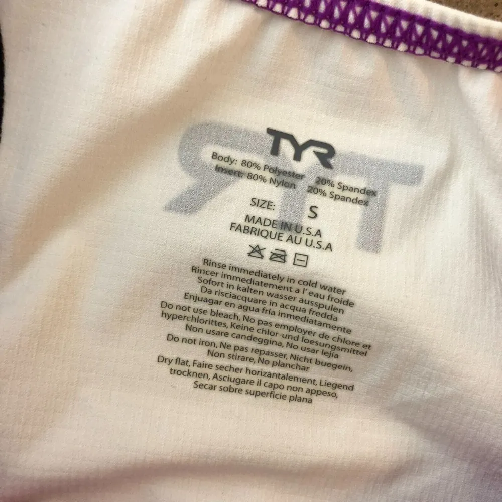 TYR Womens Competitor Singlet Moisture Wicking UPF 50+ Pocket Purple White S - Image 4