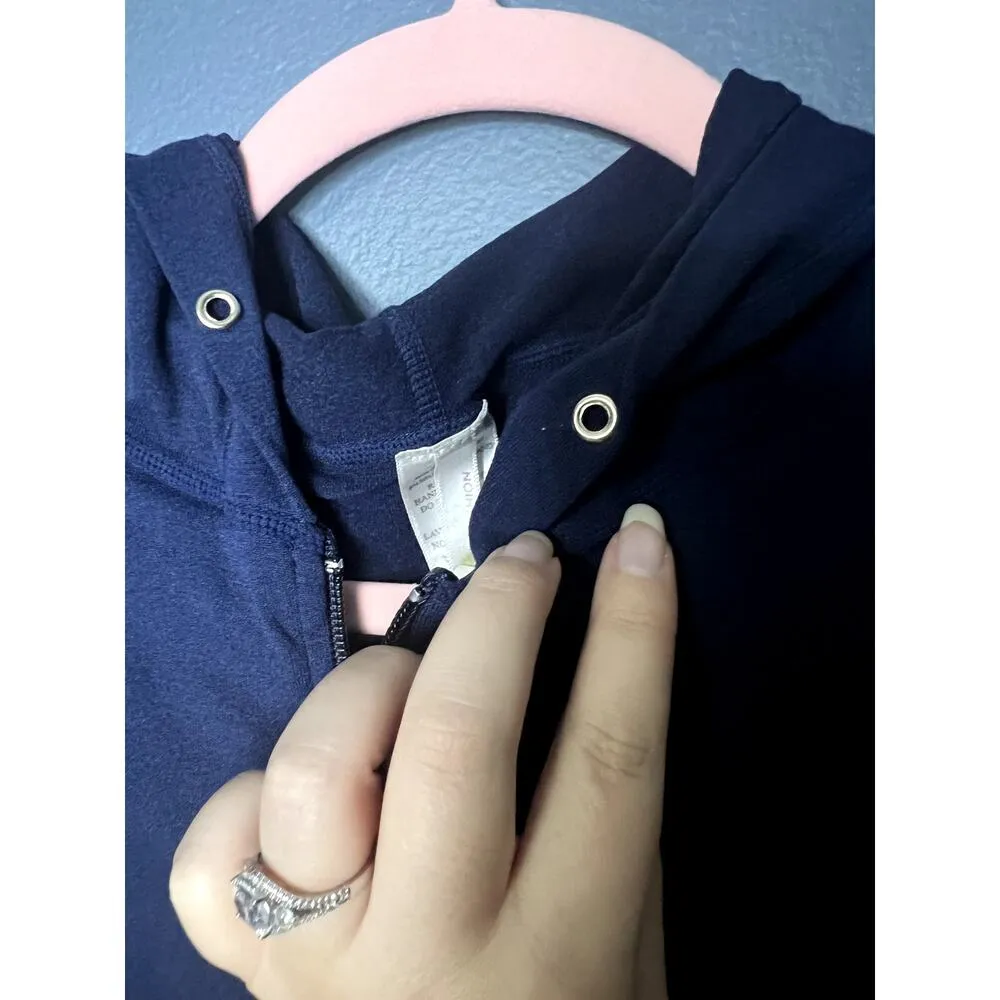 GG's Fashion Sports Zip Up Sweater Blue Tight Fitting Ribbed Sides Size XS/S - Image 5