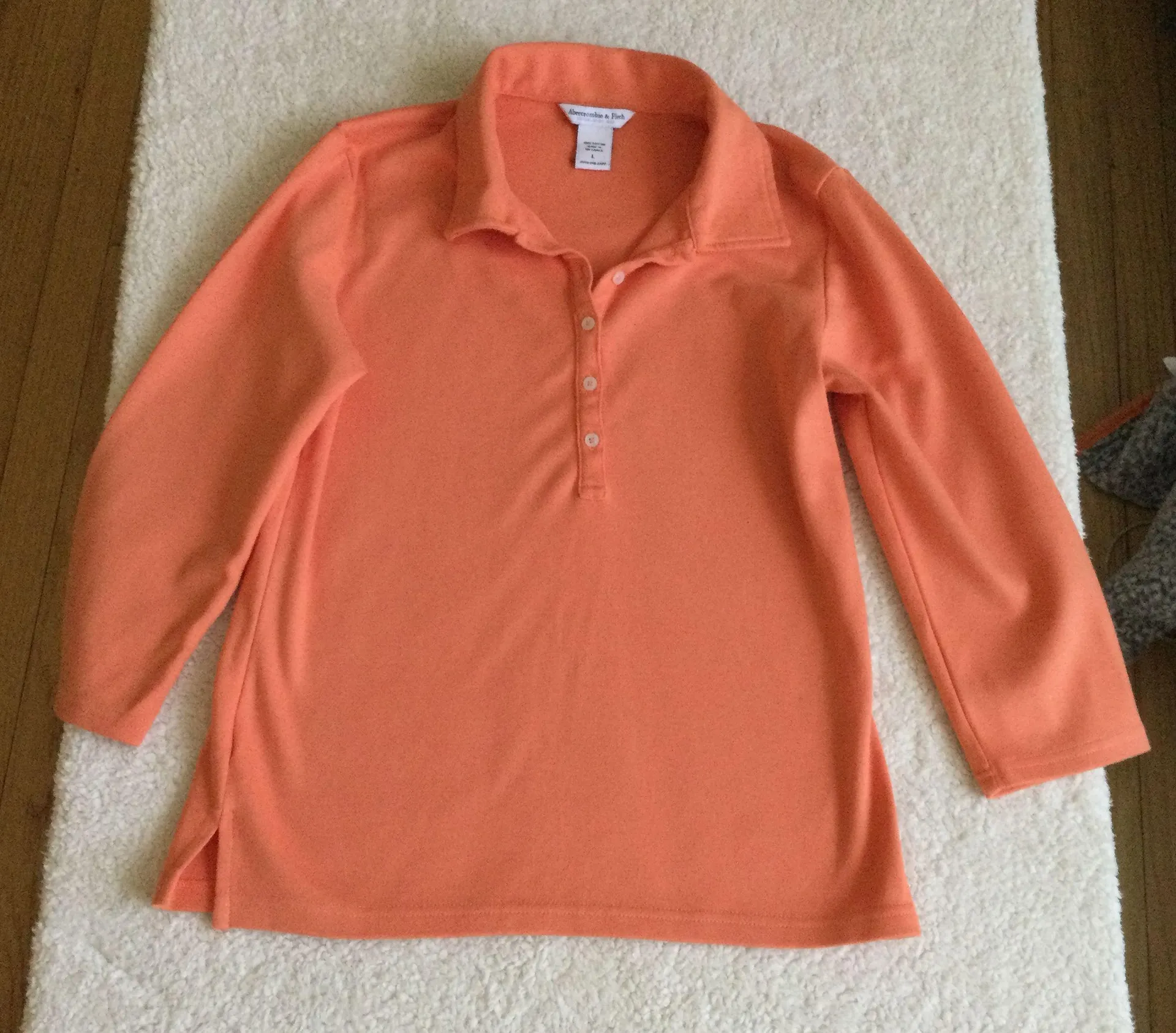 Vintage Polo Orange 3/4 Sleeve - Sz L - Image 3