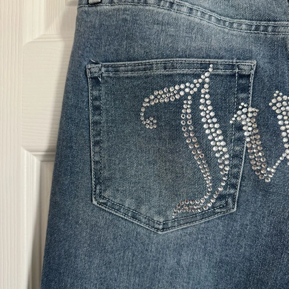 NEW Juicy Couture Lunita Jeans Relaxed Wide Leg Bling Rhinestones Size 5/27 - Image 7