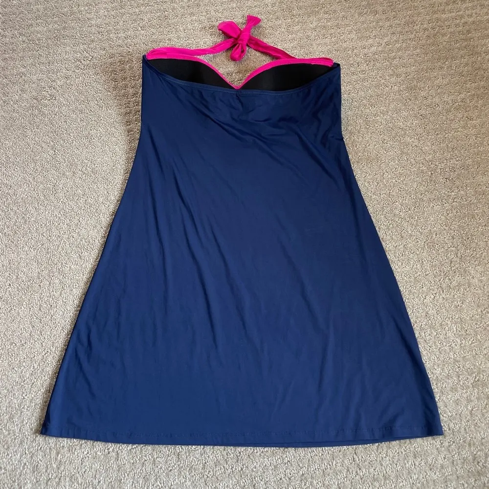 Tommy Bahama Navy Blue With Pink Halter Swim dress - Image 3