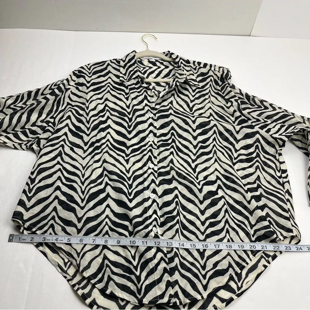 Faithfull‎ The Brand Long Sleeve Buttondown Black Cream Womens Size 6 Medium - Image 7