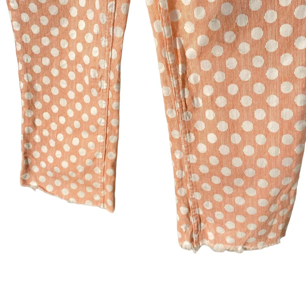 Pilcro and the Letterpress High Rise Bootcut Peach Dot Raw Hem Jeans - Image 7