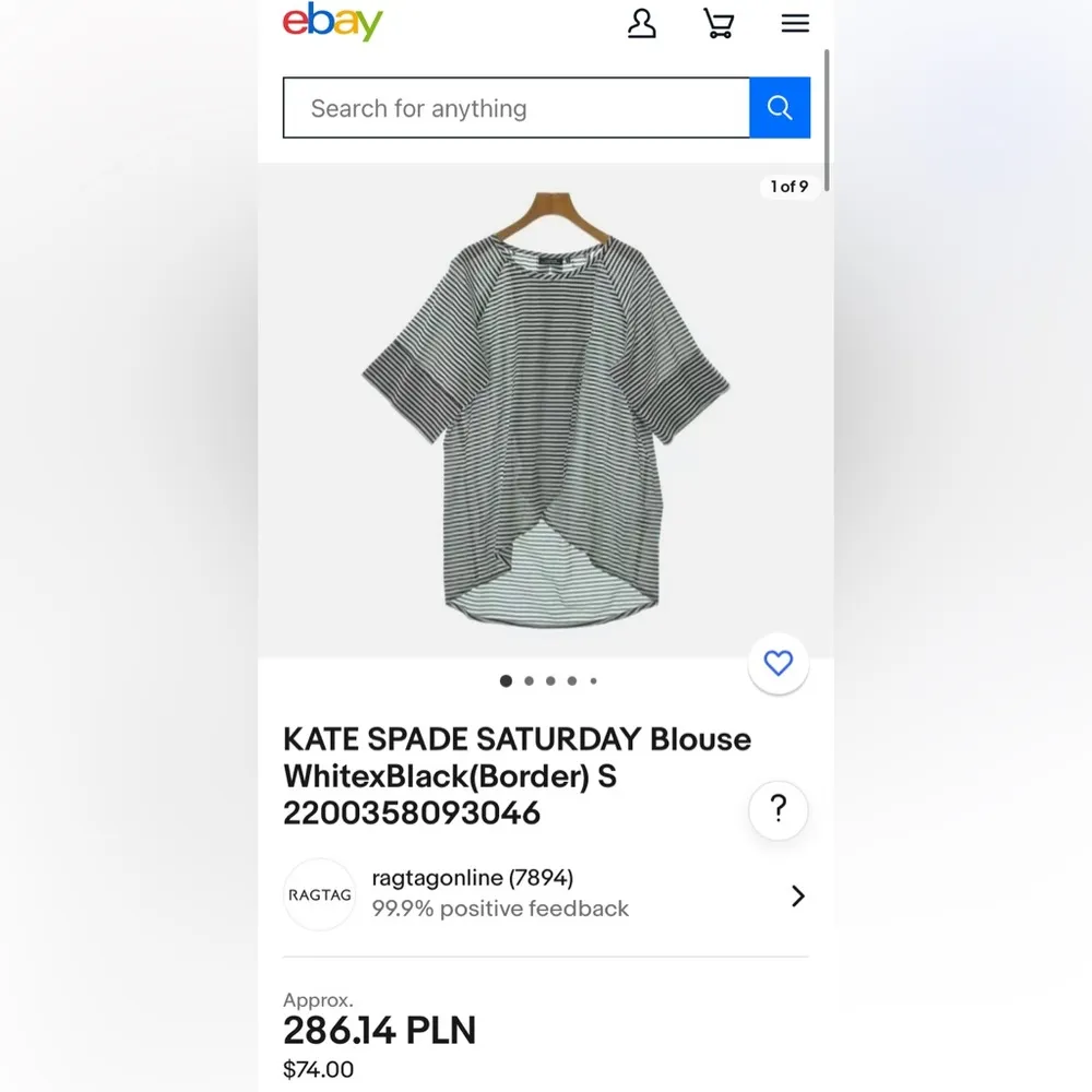 Kate Spade Saturday Black & White Striped Oversized Top XS Silk Cotton Blend - Image 7