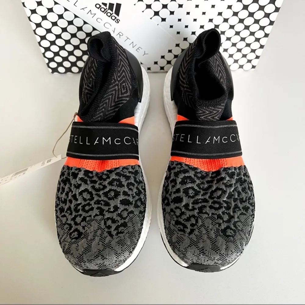 Adidas by Stella McCartney Ultraboost 3D Knit Sneaker in Black & Signal Orange - Image 9
