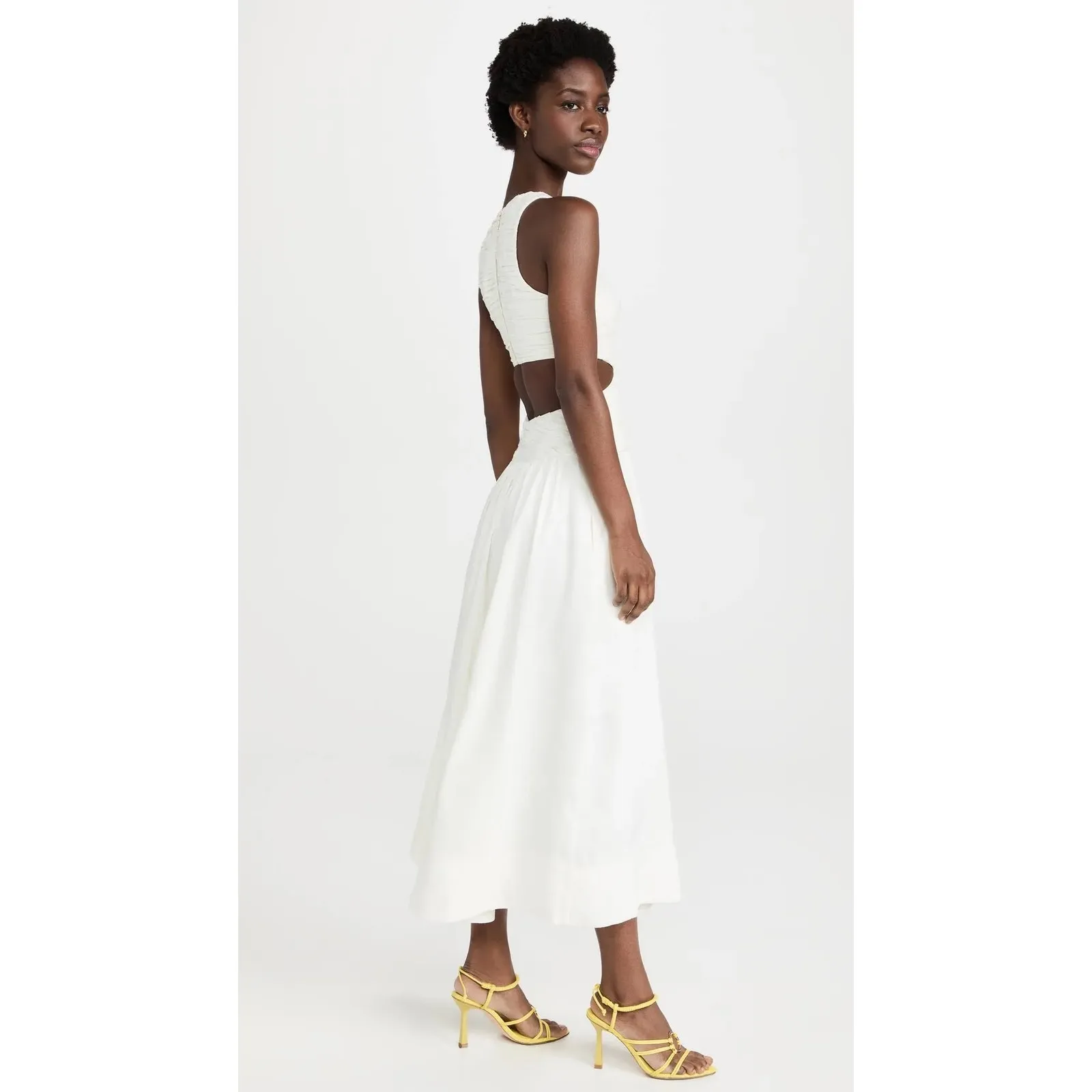 Aje Introspect Ivory White Cut Out Pleated Linen Blend A - Image 3