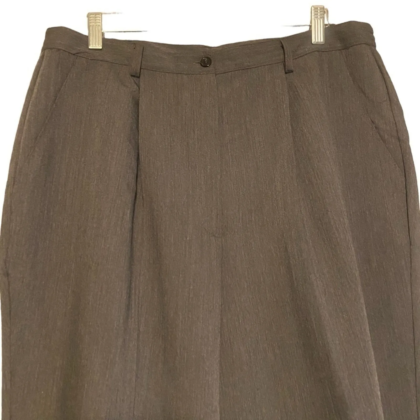 Vintage Dark Gray Pleated Women's Slacks trousers w/Black Belt office, Size 16 - Image 5