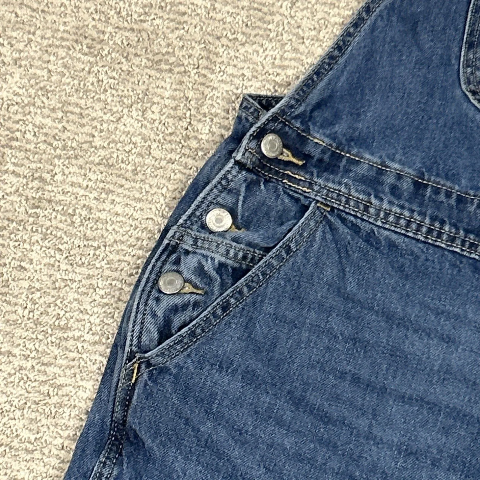 Old Navy Overalls Womens 14 Blue Jeans Denim Bibs Relaxed Adjustable Cotton - Image 3