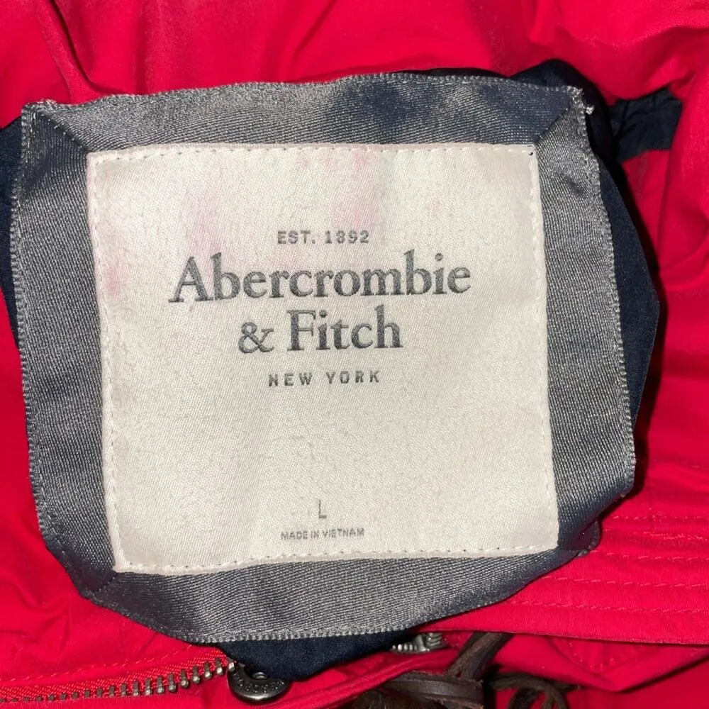 Y2K Abercrombie & Fitch red hooded puffer jacket - Image 2