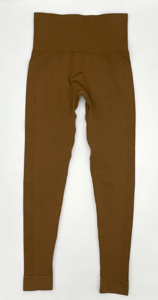 Set Active Leggings Brown Women Size XS Running Yoga Athletic Micro Fiber Nylon - Image 1