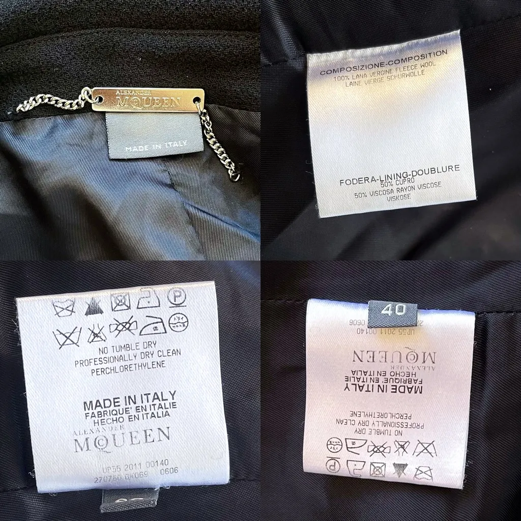 Alexander McQueen Military Wool Coat Pre-Fall 2011 Double Breasted Black 40 EUC - Image 4