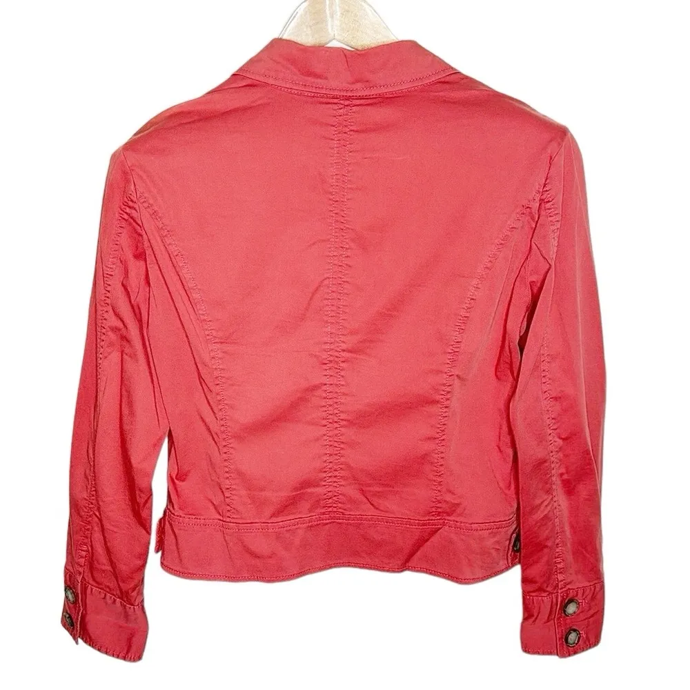 Nic + Zoe coral utility two chunky button flap pocket cotton blend blazer size L - Image 2