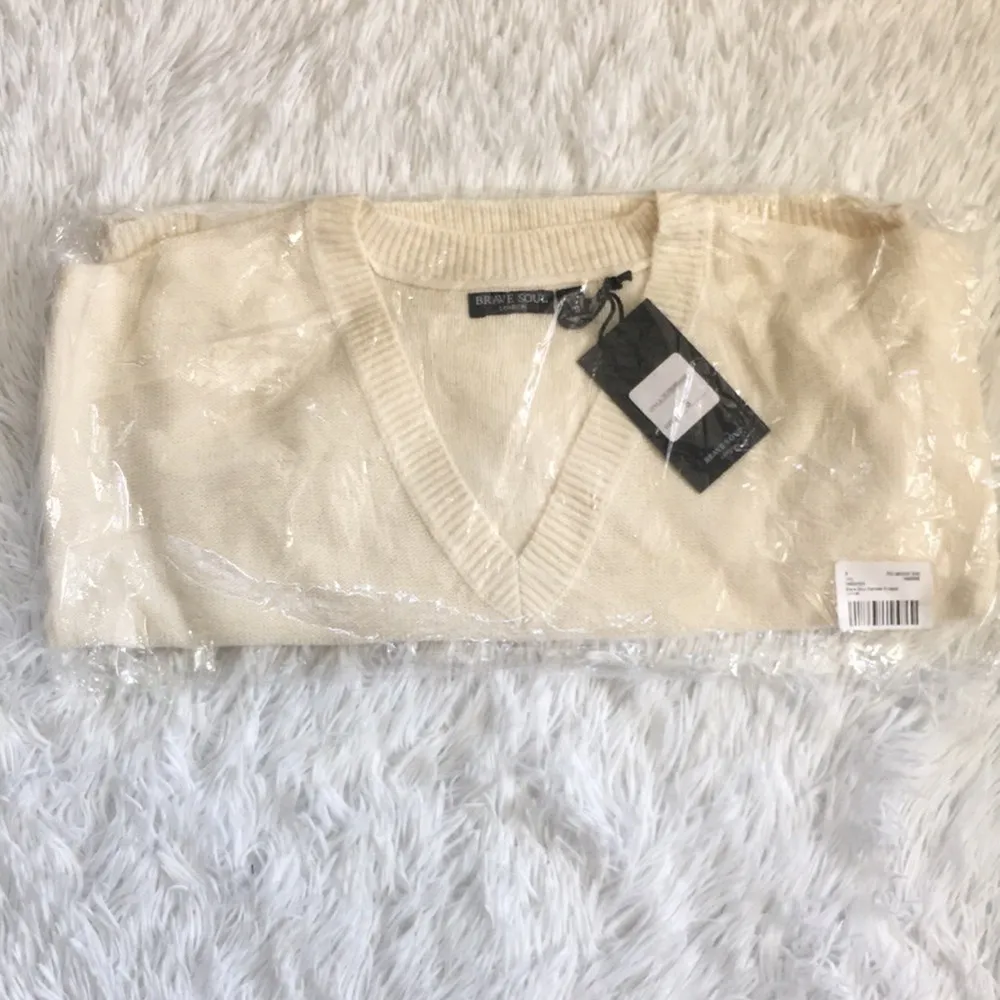 Brave Soul by Asos Kansas V Neck Knit Women’s Sweater Ivory size Small - Image 12