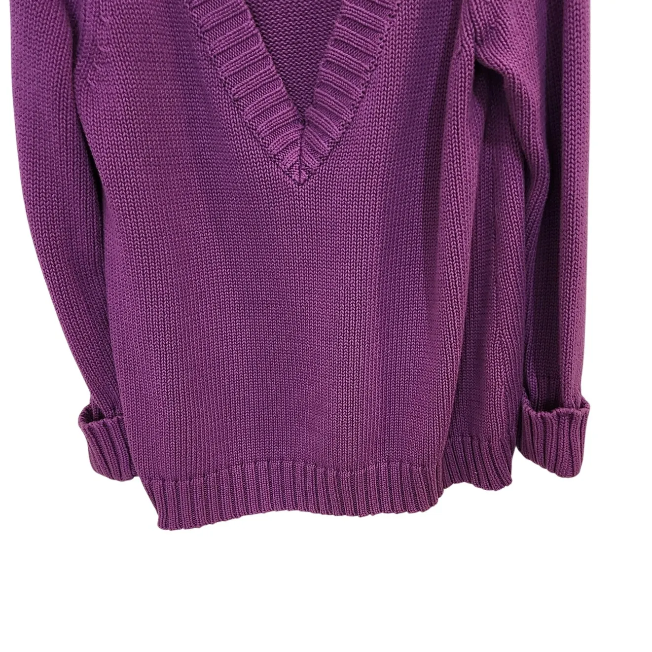 Lane Bryant Purple Knit Casual Classic Long Sleeve V-Neck Pullover Sweater 14/16 - Image 4