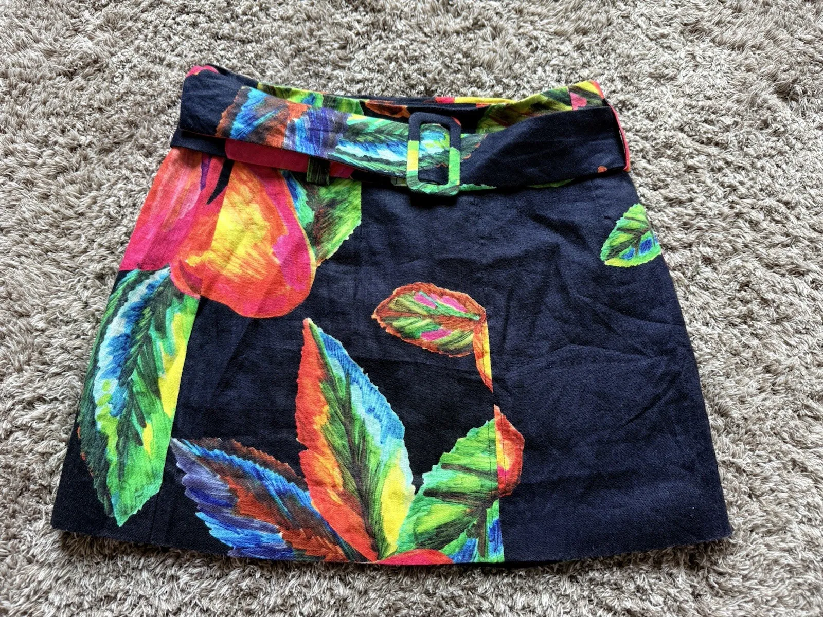 Farm Rio Mini Skirt Women's Linen Size Medium - Image 5