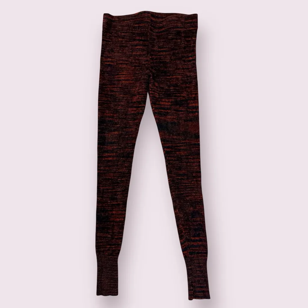 Free People Heathered Chenille Burgundy Red and Navy Blue Leggings Small - Image 2