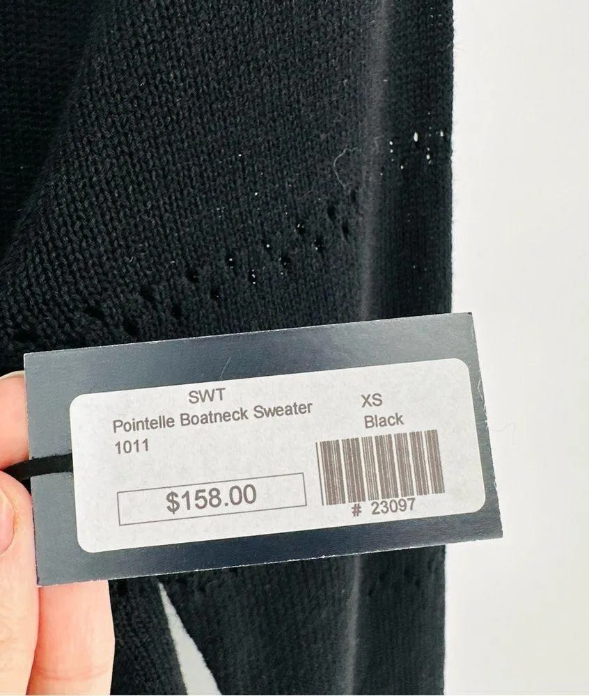 SWTR Pointelle Knit Boatneck Sweater Linen Blend Black Women's XS NEW - Image 5