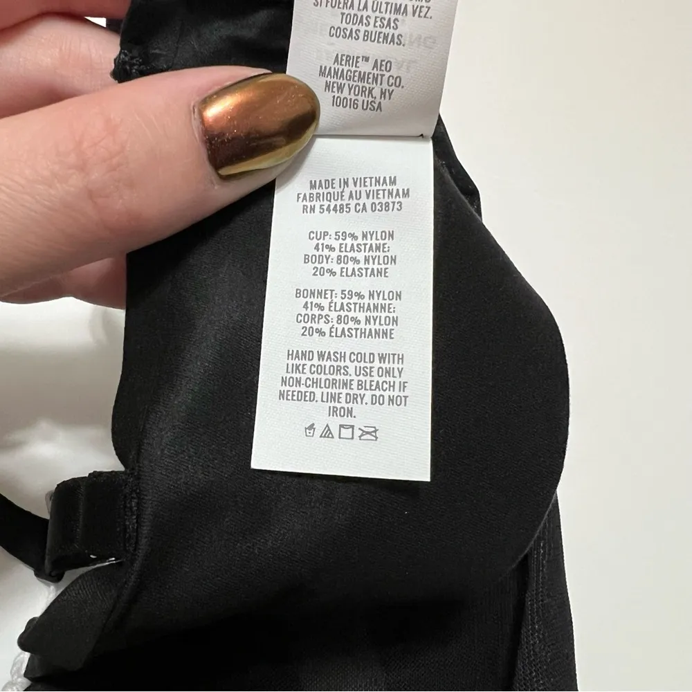 Aerie SMOOTHEZ Mesh Bralette True Black Unlined Wireless Size XS New - Image 8