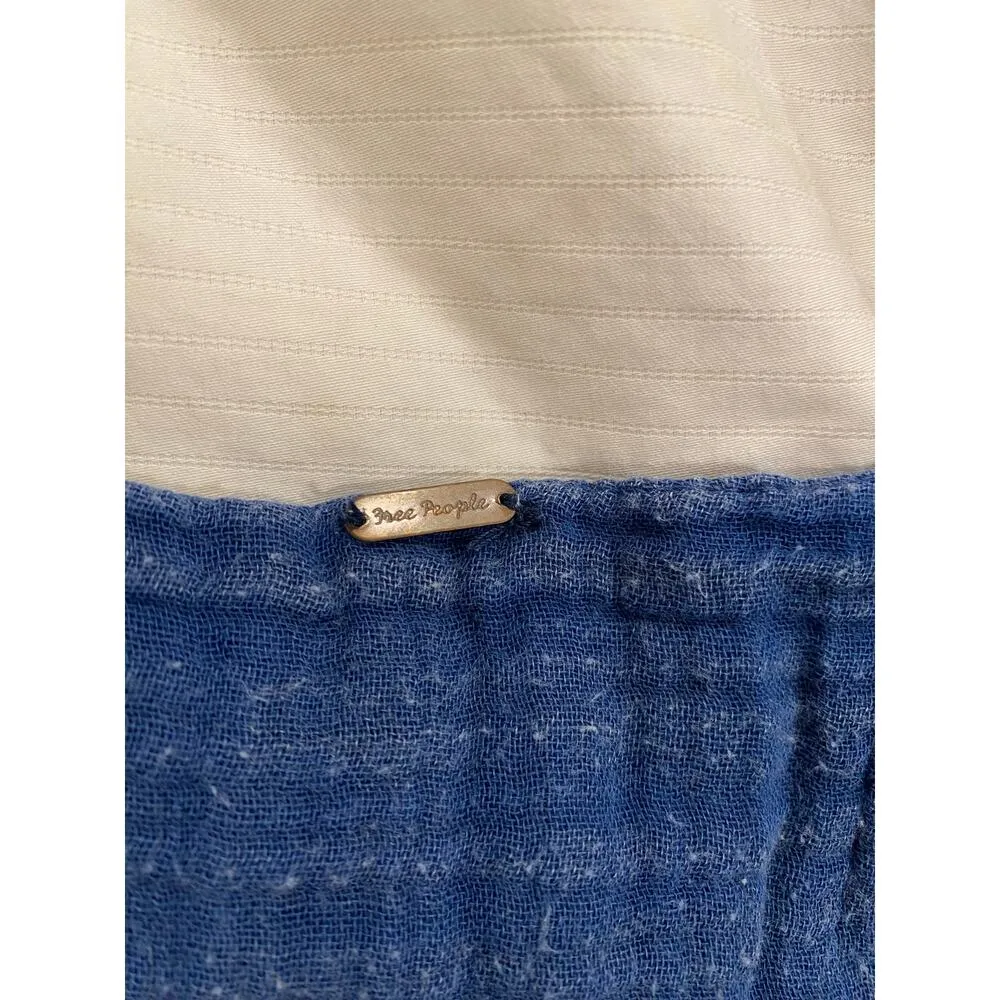Free People Mystery Land Tunic Medium Boho Cotton Top Dress Blue Flowy - Image 4