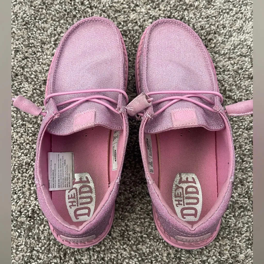 Women’s Hey Dude Wendy Funk Sparkle Pink Shoes Loafers Size 7 - Image 4