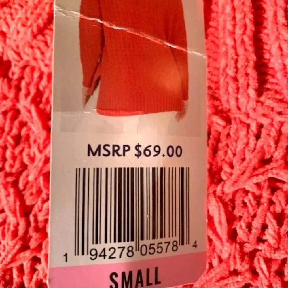 Seven 7 Chenille chunky coral sweater S NWT‎ - Image 5