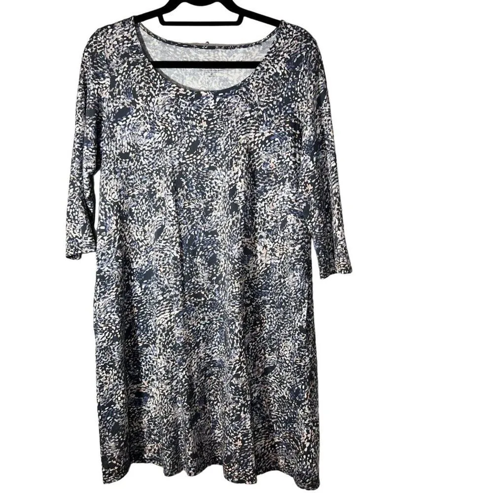 PureJill‎ Women's Knit Casual A-Line Dress Taupe & Cream Petite Size M - Image 4