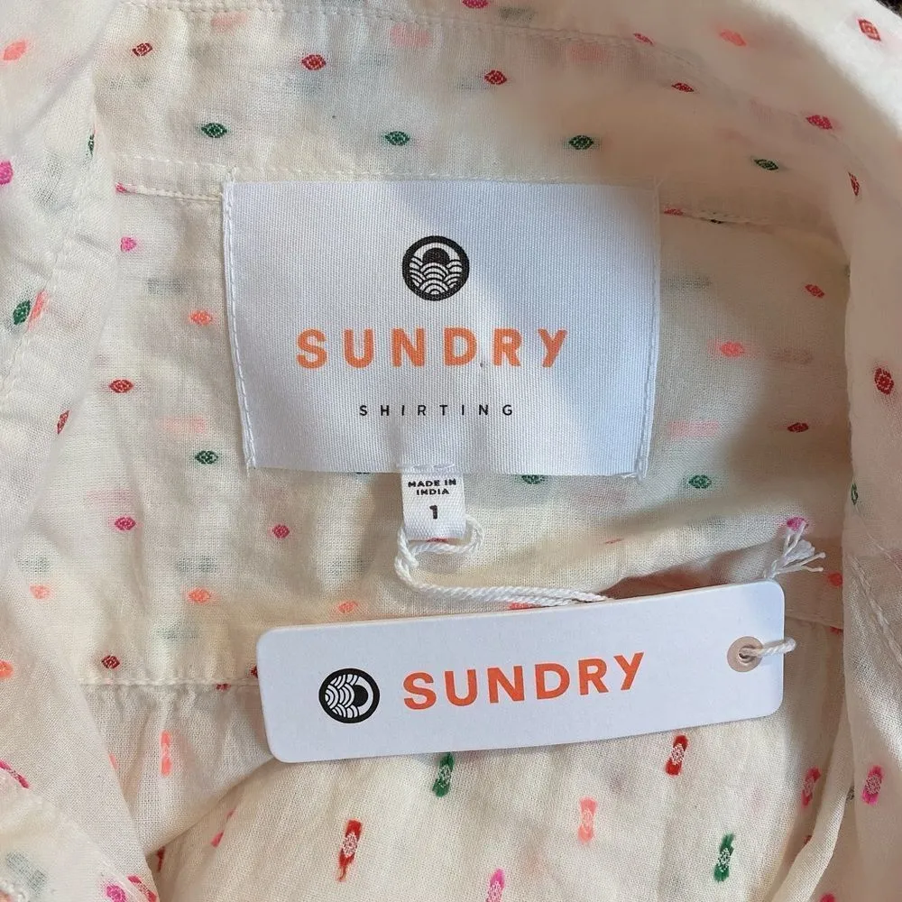 Sundry Women’s Sz 1 Shirting Oversized Colored Dot Button Down Shirt - Image 3
