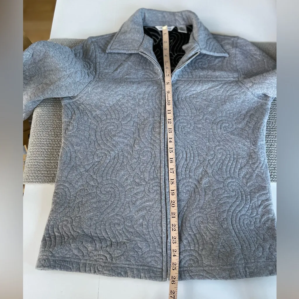 Vintage Laura Ashley Gray Quilted Zip Up Short Jacket Size Medium - Image 8
