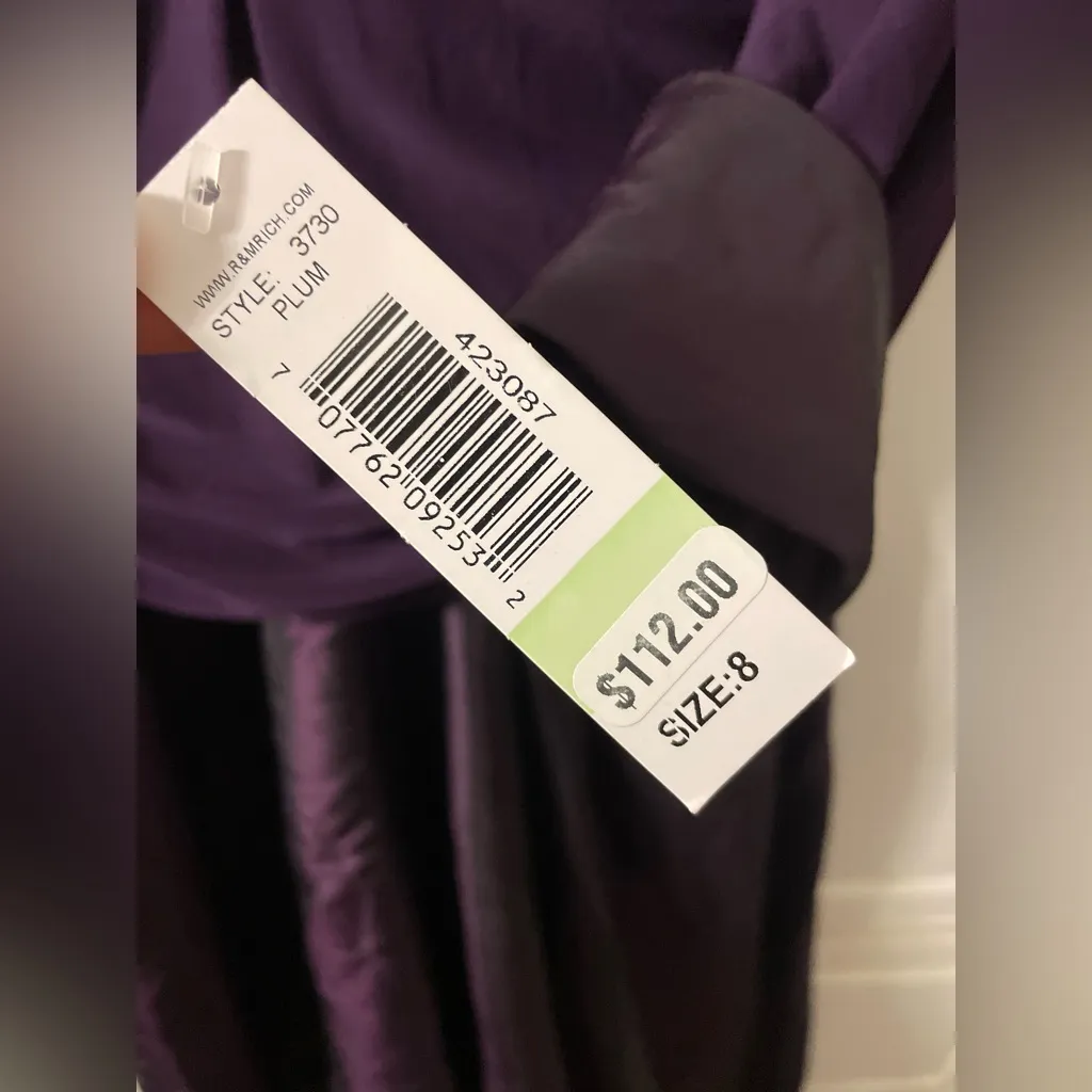 R&M Richards Women's Ruched 3/4 Sleeves Evening Dress Size 8 - Image 3