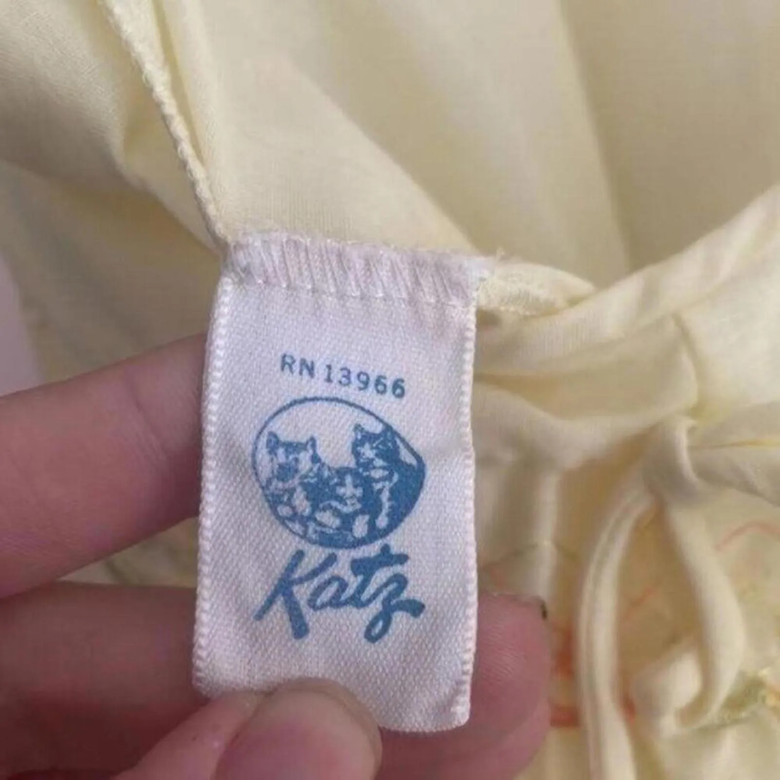 ✅Vintage 1960s Yellow V Neck Embroidered Sleeveless Nightgown Pajama Lingerie Orange Size L - Image 7