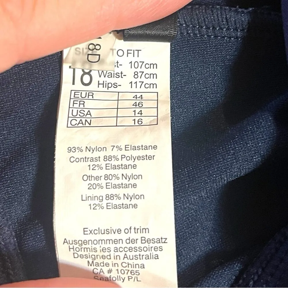 Seafolly Goddess Maillot Swimsuit Navy Indigo Blue 18 - Image 7