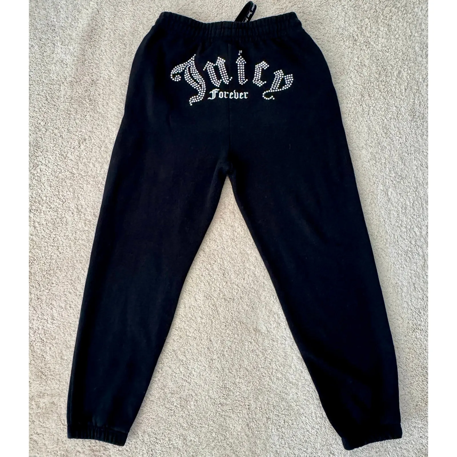 Juicy Couture Forever 21 Black Jogger Sweatpants Bling Logo Sz M/L - Image 3