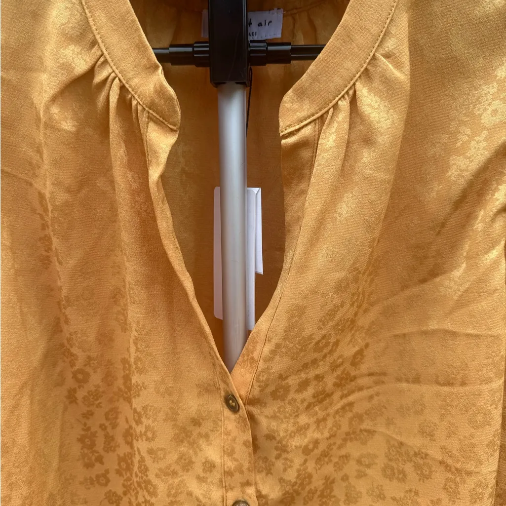 Anthropologie Current Air Mari Blouse Mustard Yellow Puff Sleeve Size Small New - Image 4