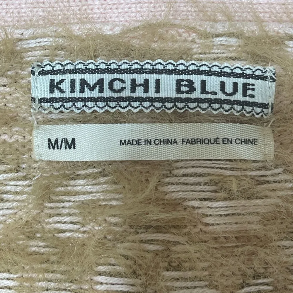 Kimchi Blue Meo Cardigan Fuzzy Animal Print Pink Tan Size M Medium - Image 5