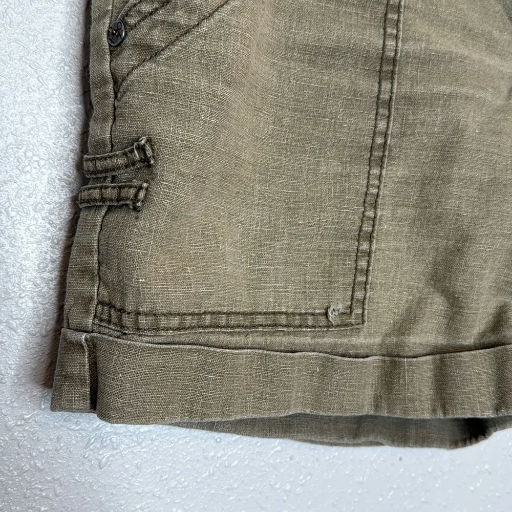 Roxy  JUniors Tan Cargo Linen Shorts Size 13 - Image 4