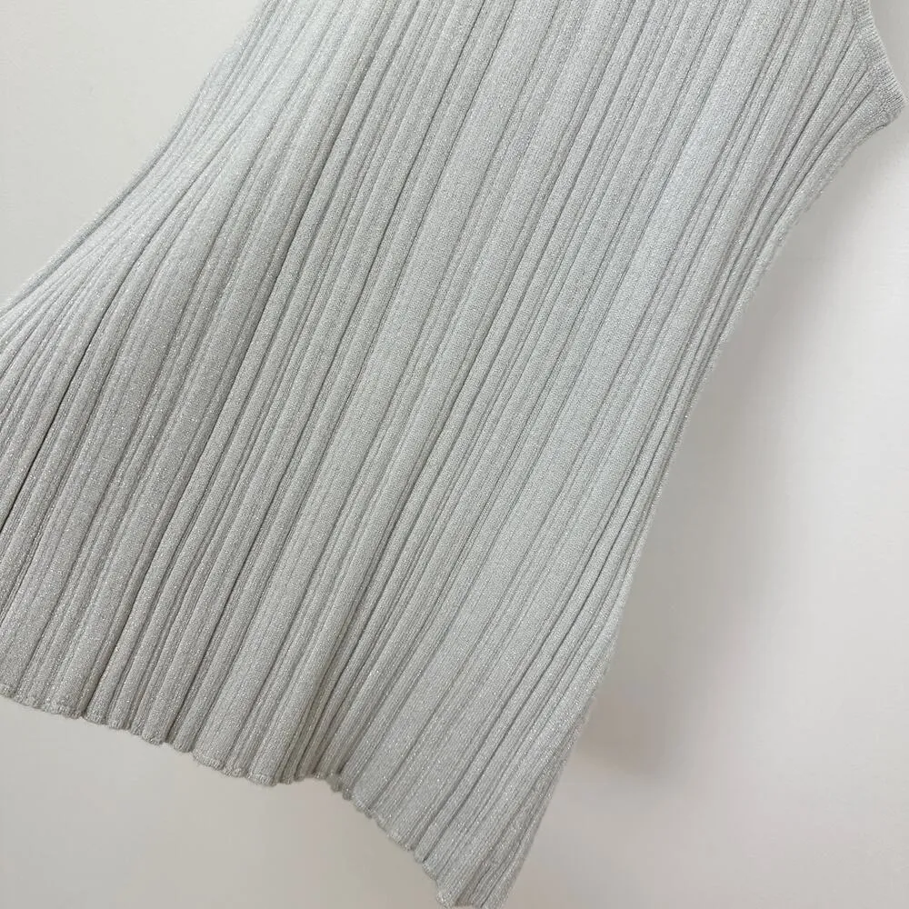 Madewell The Signature Shimmer Knit Cutaway Sweater Tank Ribbed Gray XS NWT - Image 8