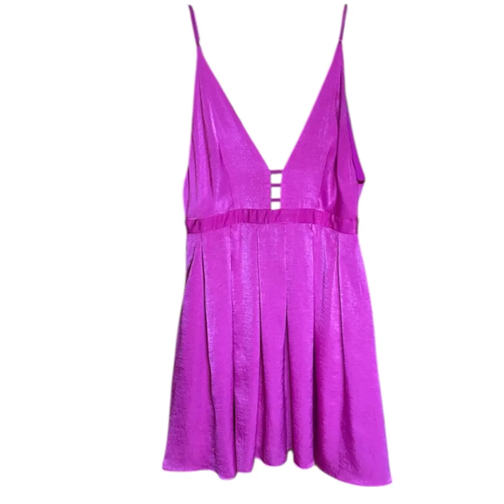 Free People Gabby’s Party all Night Fuchsia Spaghetti Strap Low Cut Dress - Image 9