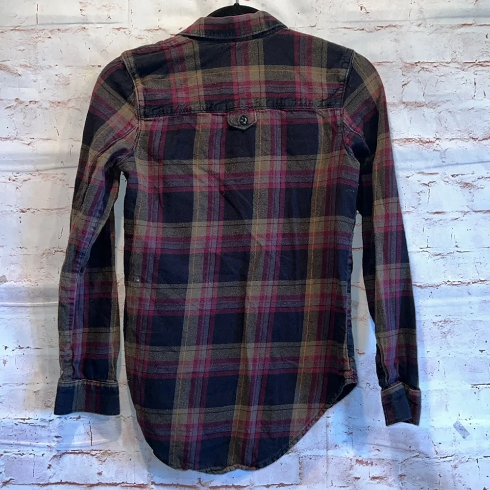 Vans Shirt Womens XS Meridian Flannel Shirt Purple Black Plaid Button Front - Image 5