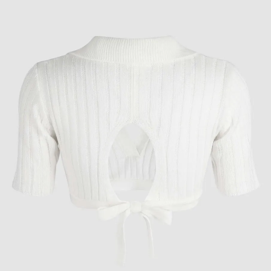 Cider Subtly Sexy Knit Top in White - Image 2