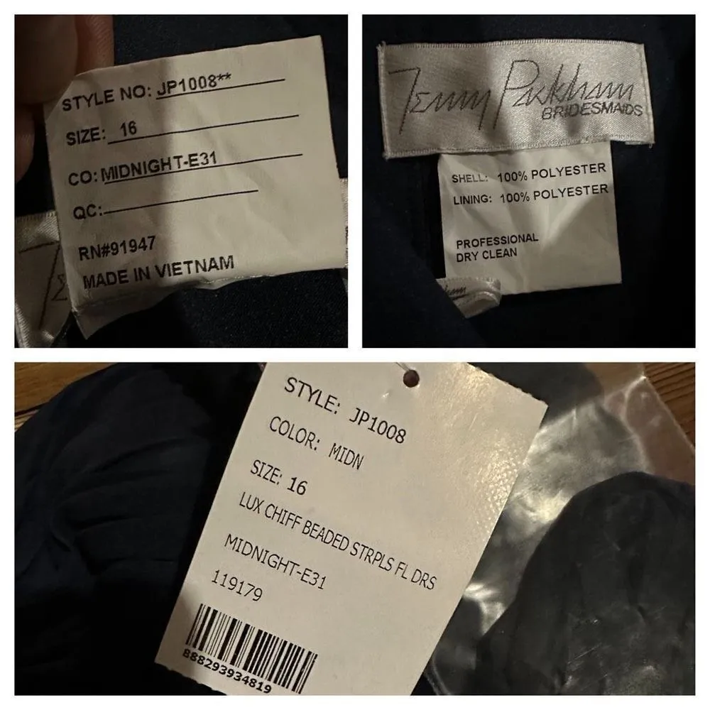 NWT Jenny Packham Lux Chiffon Beaded Maxi Dress sz 16 in Midnight navy blue - Image 5