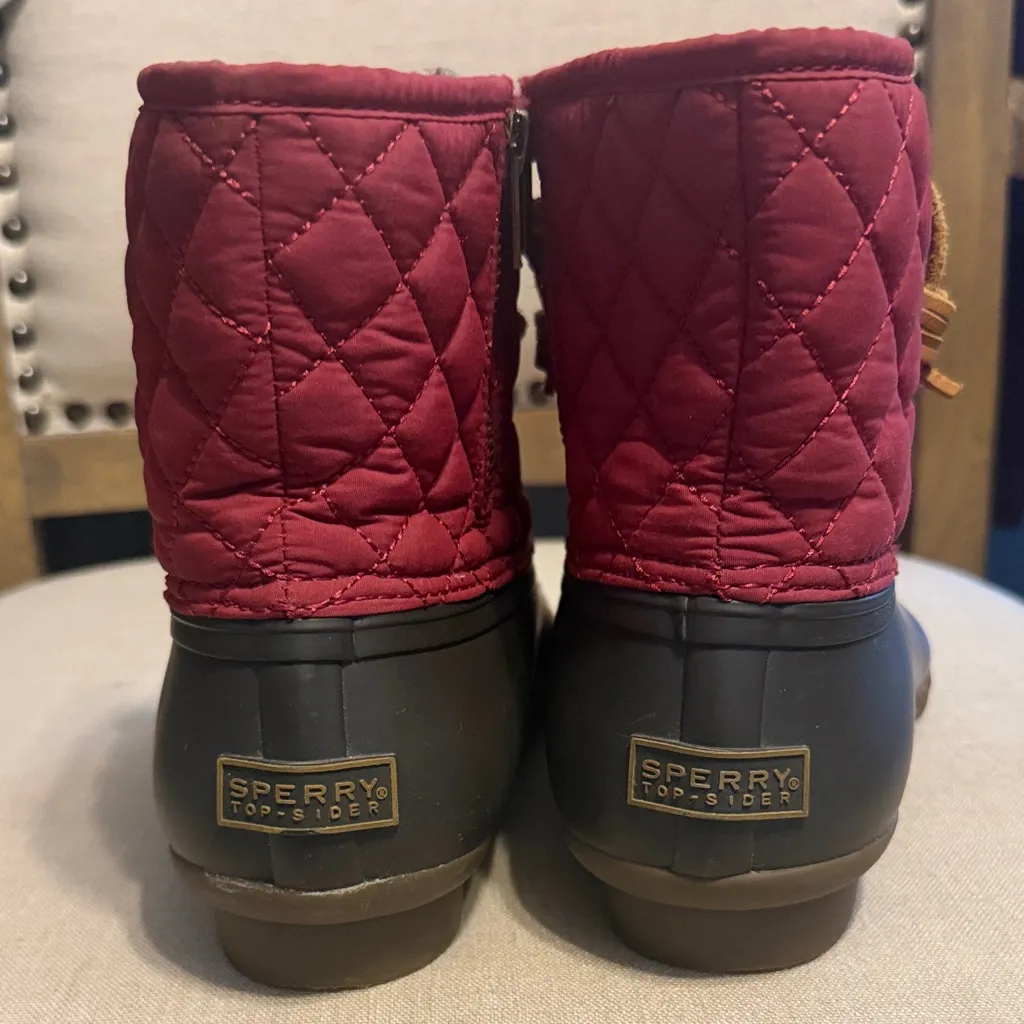 Sperry Top-Sider Women’s Burgundy and Dark Gray Winter Boots, Size 9 - Image 2